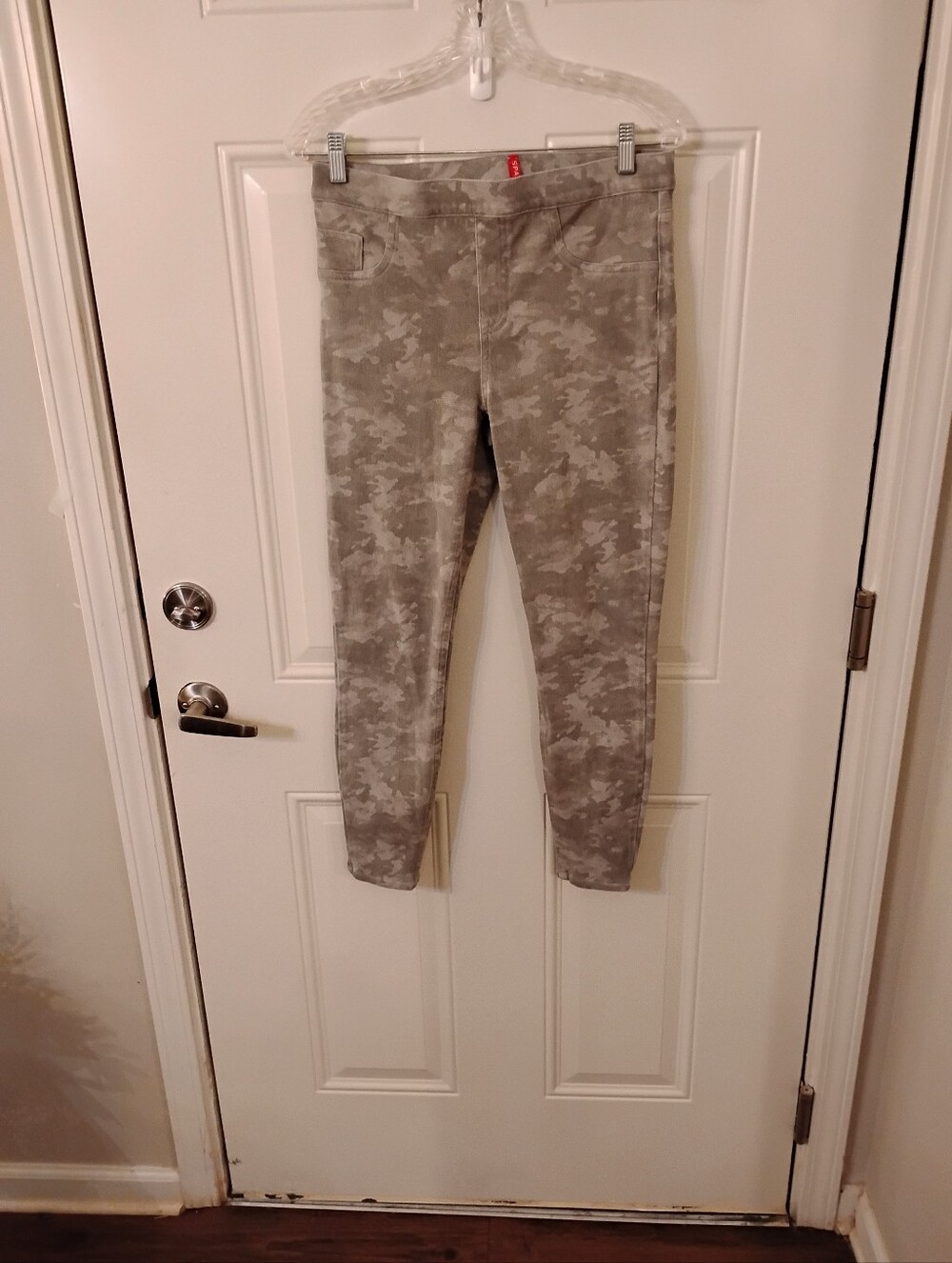 SPANX Womens Gray Stone Wash Camo Print Pull-On Leggings Large